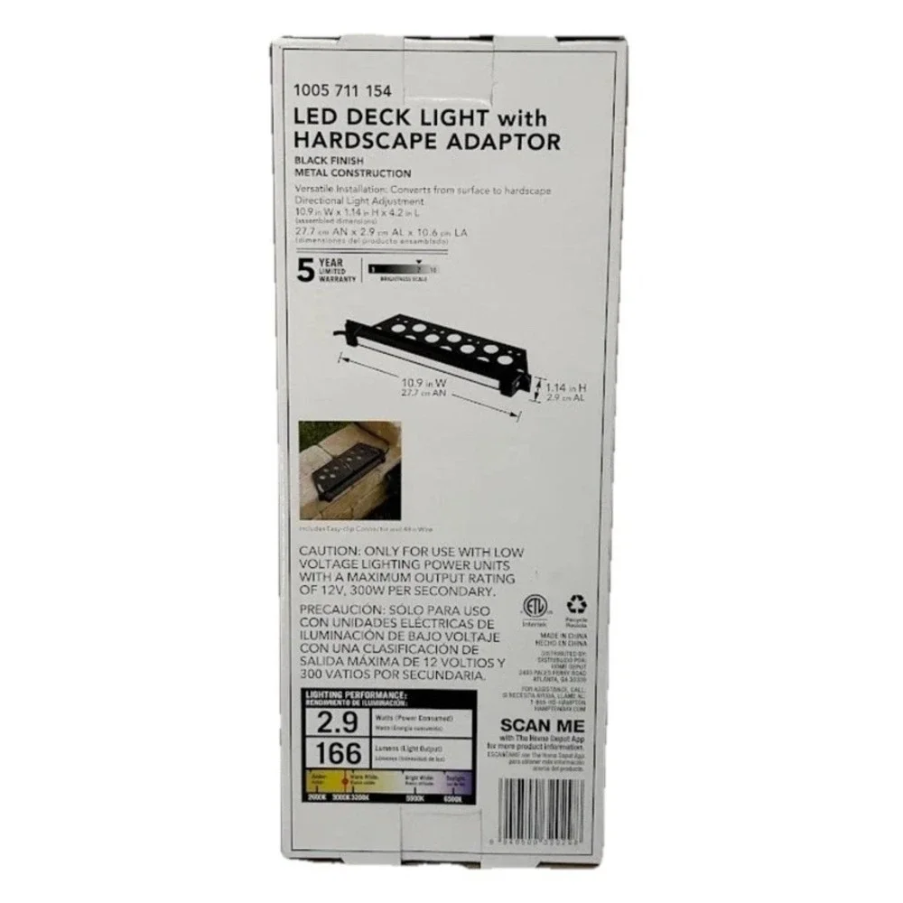 2 Pack Hampton Bay 166 Lumen Low Voltage‎ Black LED Outdoor Deck Light